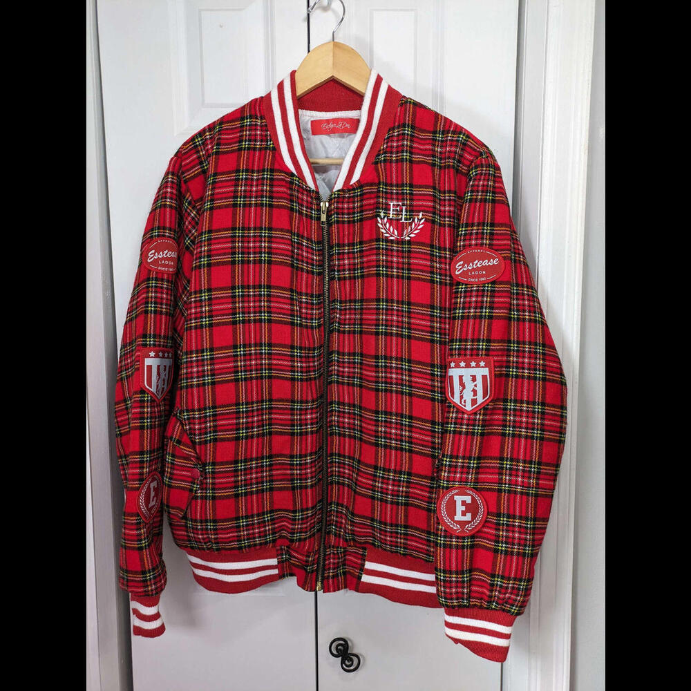 Unbranded NWT Women's Size Large Plaid Polyester Jacket Red